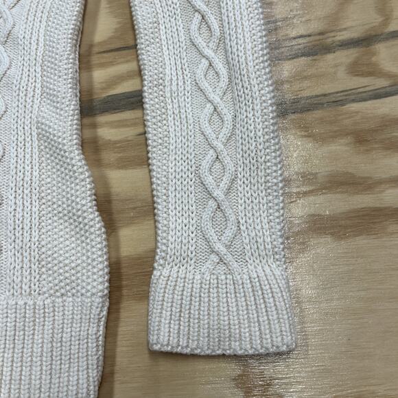 Talbots Cable Knit Turtleneck Fisherman Sweater Medium Wool Cashmere Cotton - Picture 6 of 8